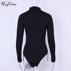 Long Sleeve Cotton High Solid Neck Bodysuit