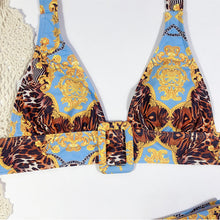 Load image into Gallery viewer, Triangle Push Up Vintage Print  Bikini
