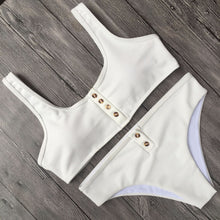 Load image into Gallery viewer, Solid Pattern Button Bikini Set
