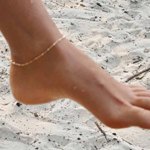 Delicate Gold Anklet w/ Satellite Charm