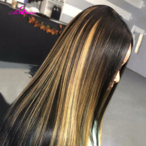 Ombre Remy Highlight Colored Pre Plucked Lace Front Human Hair Frontal Wigs