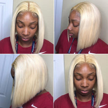 Load image into Gallery viewer, Blonde 13X4 HD Transparent Lace Front Human Hair Wigs Straight Brazilian Short Bob Ombre Frontal Wig
