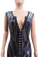 Load image into Gallery viewer, Sequined Glitter Sparkle O Neck with Buttons Patchwork Colorful Bodysuit
