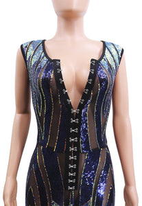 Sequined Glitter Sparkle O Neck with Buttons Patchwork Colorful Bodysuit