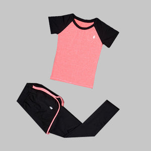 5 Piece Training Set (Leggings, Running Shorts, T-Shirt, Sports Bra, Windbreaker)