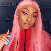 Load image into Gallery viewer, Lace Front 13X4 Brazilian Remy Ombre 3Tones Blonde Pink Green Blue Red Orange Purple Colored Wigs
