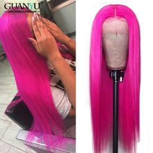 Load image into Gallery viewer, Lace Front 13X4 Brazilian Remy Ombre 3Tones Blonde Pink Green Blue Red Orange Purple Colored Wigs
