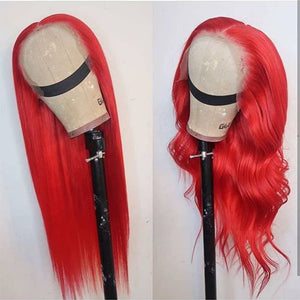 Red Burgudny Peruvian Remy 13x4 Plucked Lace Front Red Body Wave Wig 13x4