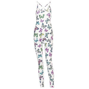 Butterfly Print Backless Bodycon Jumpsuit