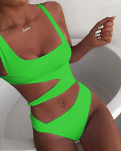 Load image into Gallery viewer, Spaghetti Strap Solid Cutout One Piece Swimsuit
