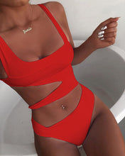 Load image into Gallery viewer, Spaghetti Strap Solid Cutout One Piece Swimsuit
