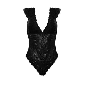 Deep V Neck Lace Backless Bodysuit