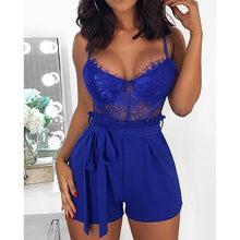 Load image into Gallery viewer, Spaghetti Strap Backless Hollow Out Lace Rompers
