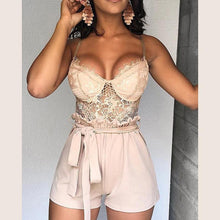 Load image into Gallery viewer, Spaghetti Strap Backless Hollow Out Lace Rompers
