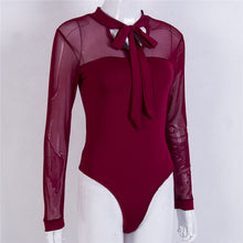 Load image into Gallery viewer, One-Piece Long Sleeve Mesh Leotard Bodysuit
