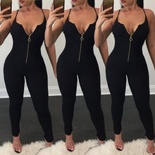 Load image into Gallery viewer, Deep V Neck Sleeveless Solid Bodycon Jumpsuits
