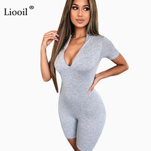 Load image into Gallery viewer, Grey Playgirl Jumpsuit Club Romper
