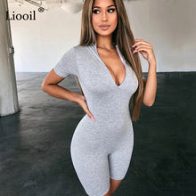 Load image into Gallery viewer, Grey Playgirl Jumpsuit Club Romper
