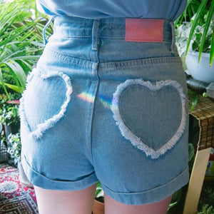 Love Heart Jean Shorts