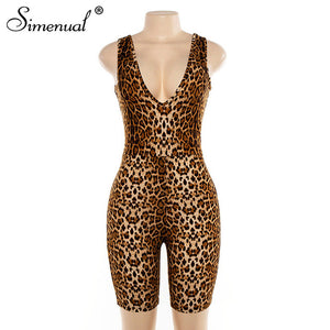 Leopard V Neck Fitness Bodysuit