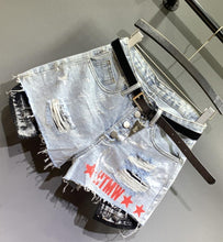 Load image into Gallery viewer, Printed High Waist Denim Shorts
