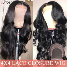 Load image into Gallery viewer, Brazilian Remy 100% Human Hair Body Wave 4X4 Glueless Lace Closure Wig with Baby Hair
