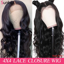 Load image into Gallery viewer, Brazilian Remy 100% Human Hair Body Wave 4X4 Glueless Lace Closure Wig with Baby Hair
