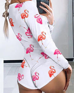 Deep V Neck Long Sleeve Stretch Leotard Romper