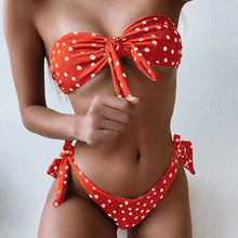 Load image into Gallery viewer, Two-Piece Polka-Dot Bandeau Bikini Set
