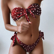 Load image into Gallery viewer, Two-Piece Polka-Dot Bandeau Bikini Set
