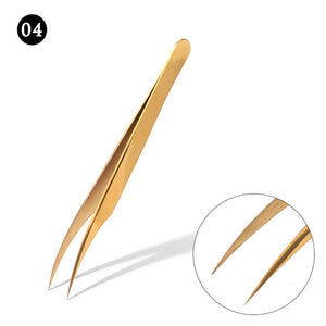 Gold Decor Anti-static 1 Piece Stainless Steel Eyebrow Tweezers For Eyelash Extension