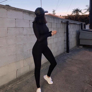Solid Bodycon Long Sleeve Jumpsuit