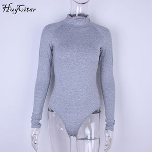 Long Sleeve Cotton High Solid Neck Bodysuit