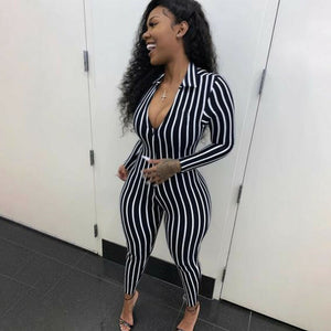 Long Sleeve Striped Jumpsuit