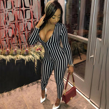 Load image into Gallery viewer, Long Sleeve Striped Jumpsuit
