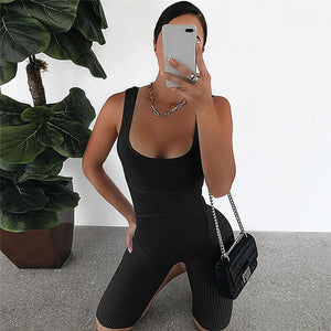 Sleeveless Solid Tank Top Rompers