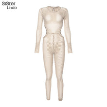 Load image into Gallery viewer, Sheer Mesh Patchwork Jumpsuit
