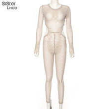 Load image into Gallery viewer, Sheer Mesh Patchwork Jumpsuit
