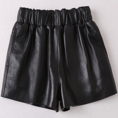 Mid-Waist Leather Shorts