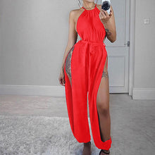 Load image into Gallery viewer, Sleeveless Side Slit Halter Jumpsuit
