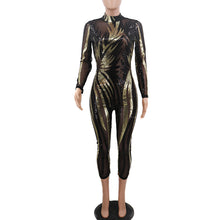 Load image into Gallery viewer, O-Neck Full Sleeve Sequined Bandage Jumpsuit
