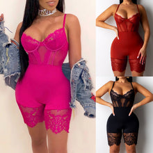 Load image into Gallery viewer, Backless Bandage Solid Lace Sleeveless Romper
