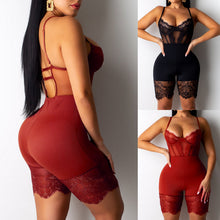 Load image into Gallery viewer, Backless Bandage Solid Lace Sleeveless Romper
