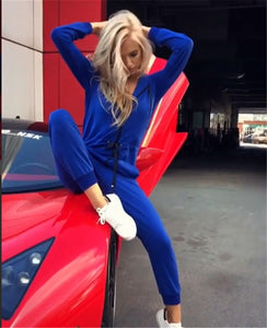 Long Sleeve High Waist Drawstring Jumpsuit