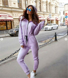 Long Sleeve High Waist Drawstring Jumpsuit