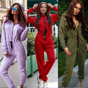 Long Sleeve High Waist Drawstring Jumpsuit