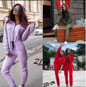 Long Sleeve High Waist Drawstring Jumpsuit