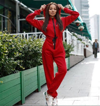 Load image into Gallery viewer, Long Sleeve High Waist Drawstring Jumpsuit
