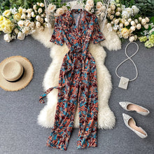 Load image into Gallery viewer, Floral Print Notched Neck Bandage Romper
