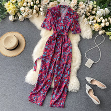 Load image into Gallery viewer, Floral Print Notched Neck Bandage Romper
